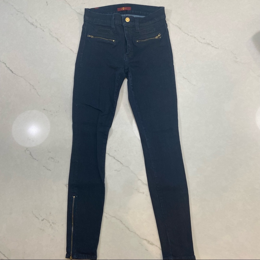 7 for all mankind gold zipper skinny jeans